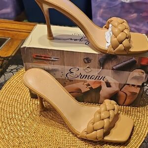 Tan Braided Stiletto Heels
